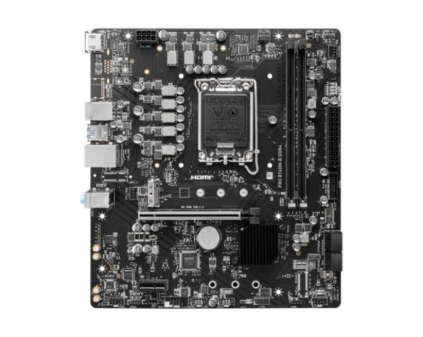 Mainboard|MSI|Intel B760 Express|LGA1700|Micro-ATX|Memory DDR4|Memory slots 2|1xPCI-Express 4.0 1x|1xPCI-Express 4.0 16x|1xM.2|1xHDMI|2xUSB 2.0|4xUSB 3.2|1xPS/2|1xRJ45|3xAudio port|PROB760M-BDDR4