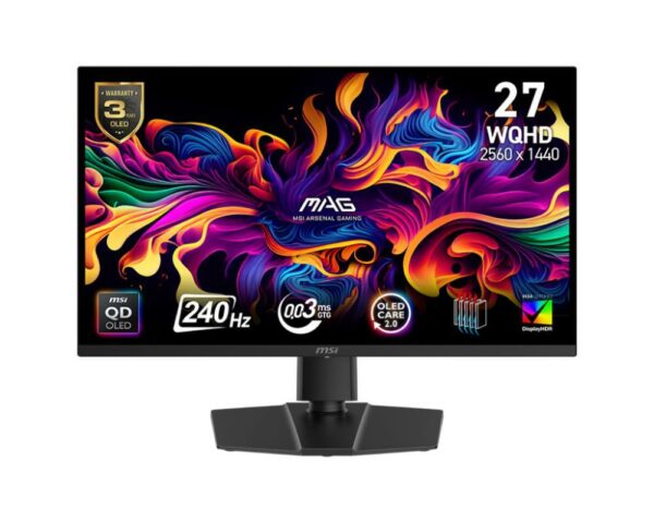 Monitor|MSI|MAG 271QP QD-OLED X24|26.5"|Gaming|Swivel|Pivot|Height adjustable|Tilt|Matte|Panel QD-OLED|2560x1440|16:9|240 ??|0.03 ms|Colour Black|MAG271QPQDOLEDX24