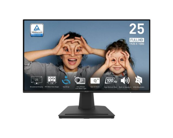 Monitorius Msi PRO MP252 24.5" Panel IPS 1920x1080 16:9 100Hz Matte 1 ms Speakers Tilt Colour Black PROMP252